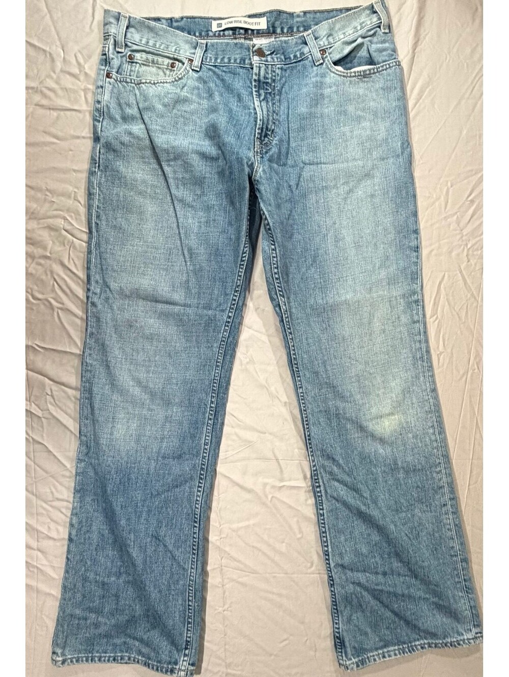 GAP Men’s W38 Low Rise Boot Fit Jeans Light Wash 100% Cotton Denim